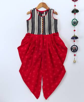 Black printed polyester kids tops 1
