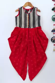 Black printed polyester kids tops