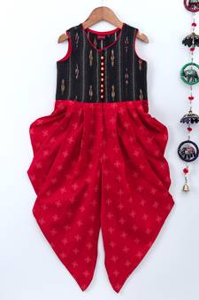 Black printed polyester kids tops