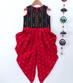 Black printed polyester kids tops