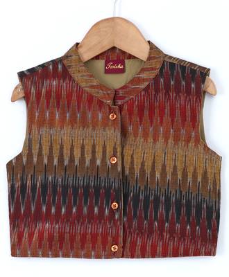 Red plain polyester kids kurta with pyjama 5