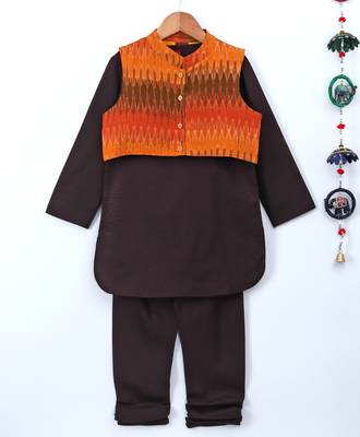 Black plain polyester kids kurta with pyjama 2