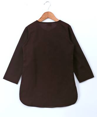Black plain polyester kids kurta with pyjama 3