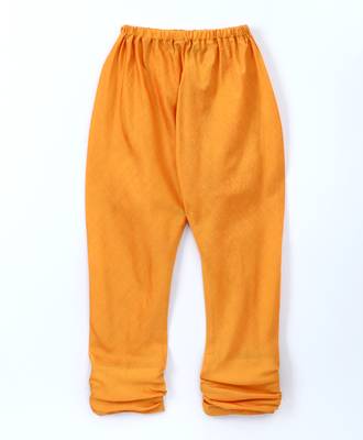 Gold plain polyester kids kurta with pyjama 4