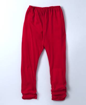 Red plain polyester kids kurta with pyjama 4