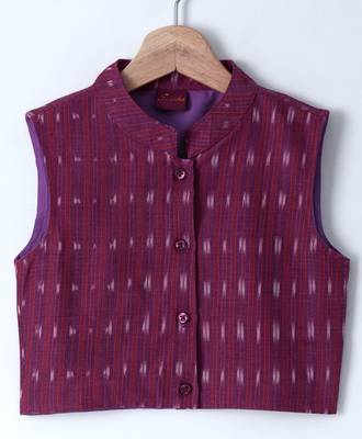 Red plain polyester kids kurta with pyjama 5