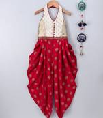 Beige printed polyester kids-tops