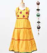 Yellow embroidered polyester kids-tops