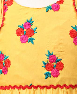 Yellow embroidered polyester kids-tops 4