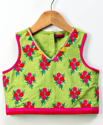 Green printed top with pink foil print dhoti 3