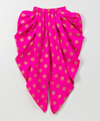 Green printed top with pink foil print dhoti 4