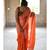 Orange hand made cotton saree with blouse