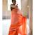 Orange hand made cotton saree with blouse