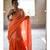 Orange hand made cotton saree with blouse