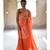 Orange hand made cotton saree with blouse