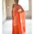Orange hand made cotton saree with blouse