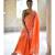 Orange hand made cotton saree with blouse