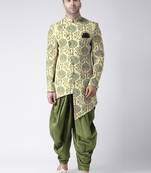 Yellow Printed Polyester Indo Western Dresses