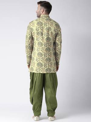 Yellow Printed Polyester Indo Western Dresses 4