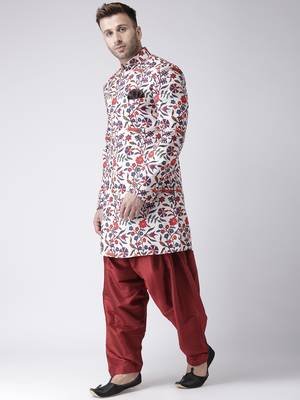 White Printed Polyester Indo Western Dresses 2