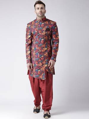 Multicolor Printed Polyester Indo Western Dresses 1