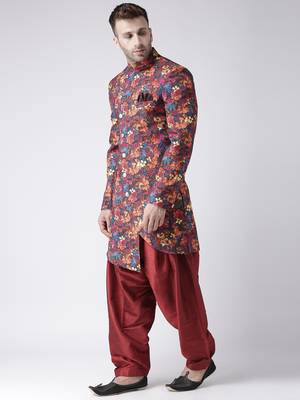 Multicolor Printed Polyester Indo Western Dresses 2