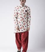 White Printed Polyester Indo Western Dresses