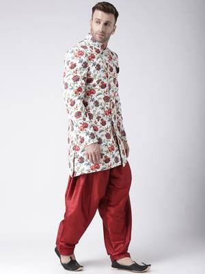 White Printed Polyester Indo Western Dresses 2