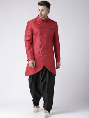 Maroon plain dupion silk indo-western-dresses 1