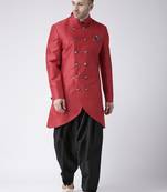 Maroon plain dupion silk indo-western-dresses