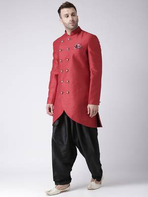 Maroon plain dupion silk indo-western-dresses 2
