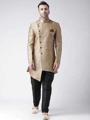 Brown plain dupion silk indo-western-dresses 1