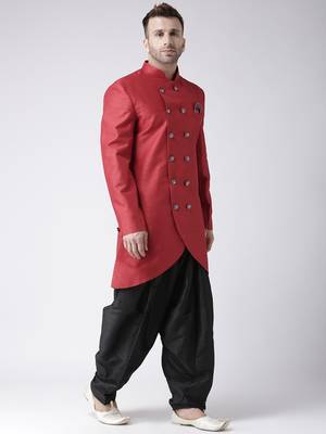 Maroon plain dupion silk indo-western-dresses 3
