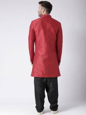 Maroon plain dupion silk indo-western-dresses 4