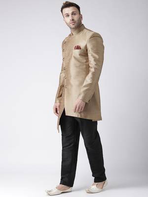 Brown plain dupion silk indo-western-dresses 2