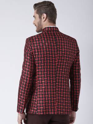 Maroon Printed Polyester Bandhgala Suit 5