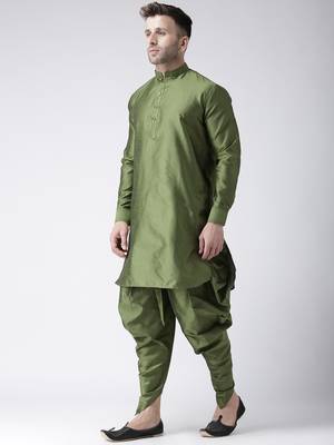 Green plain dupion dhoti kurta 2