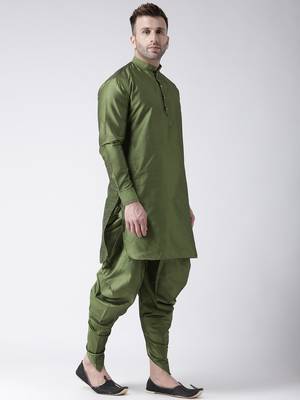 Green plain dupion dhoti kurta 3
