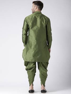 Green plain dupion dhoti kurta 4