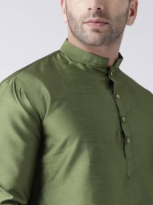 Green plain dupion dhoti kurta 5