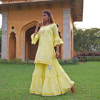 Lemon Yellow Garara & Kurta  Set 1