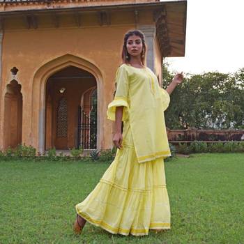 Lemon Yellow Garara & Kurta  Set 3