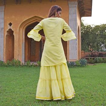 Lemon Yellow Garara & Kurta  Set 4