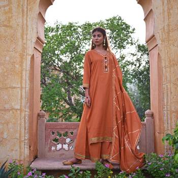 Rust Brown Garara  Kurta & Dupatta Set 1