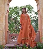 Rust Brown Garara  Kurta & Dupatta Set
