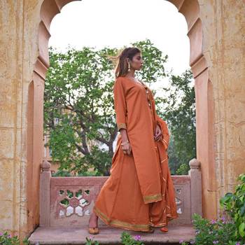 Rust Brown Garara  Kurta & Dupatta Set 3