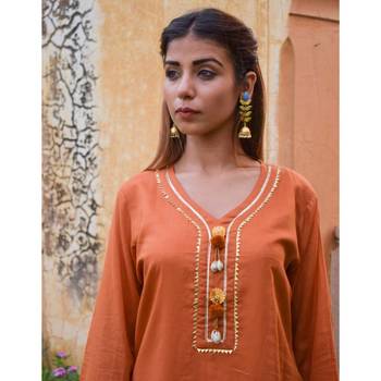 Rust Brown Garara  Kurta & Dupatta Set 4