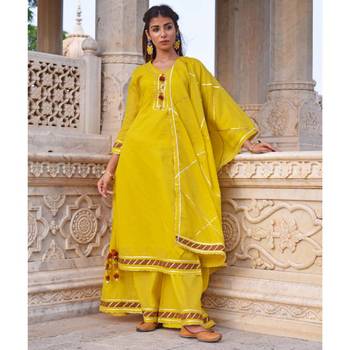 Mustard Yellow Sharara  Kurta & Dupatta Set 1