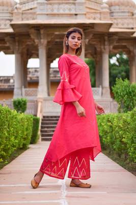 Rani Pink Pants  Kurta & Dupatta Set 2