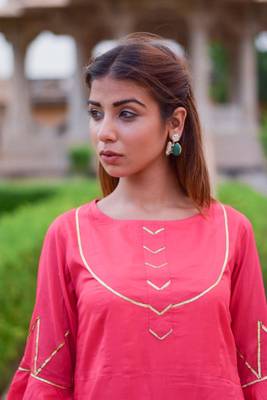 Rani Pink Pants  Kurta & Dupatta Set 4